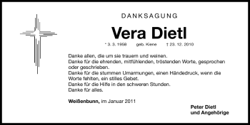 Traueranzeige von Vera Dietl von Nürnberger Nachrichten