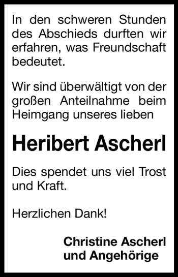 Traueranzeige von Heribert Ascherl von Nürnberger Nachrichten