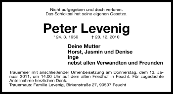 Traueranzeige von Peter Levenig von Nürnberger Nachrichten