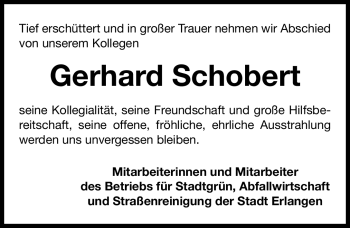 Traueranzeige von Gerhard Schobert von Nürnberger Nachrichten