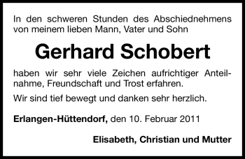 Traueranzeige von Gerhard Schobert von Nürnberger Nachrichten