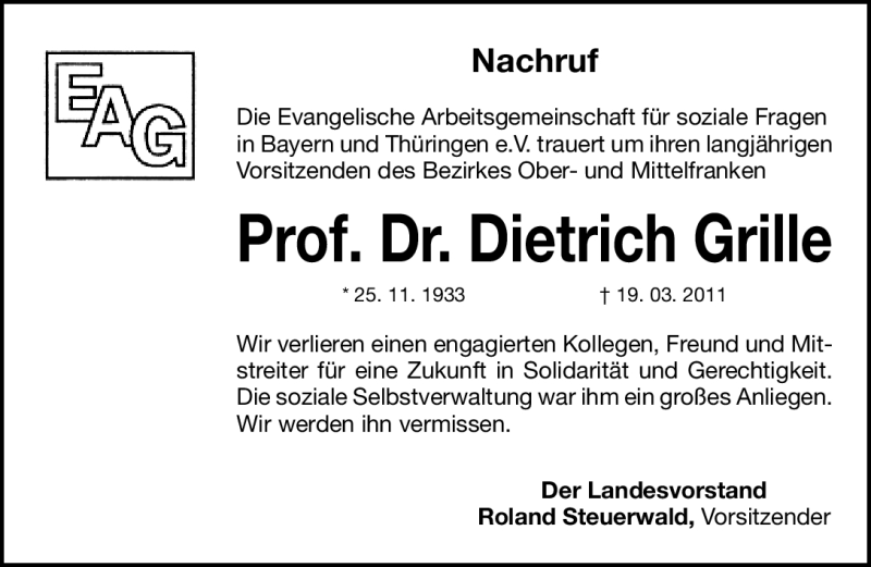  Traueranzeige für Dietrich Grille vom 24.03.2011 aus Nürnberger Nachrichten