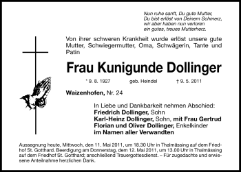 Traueranzeige von Kunigunde Dollinger von Nürnberger Nachrichten