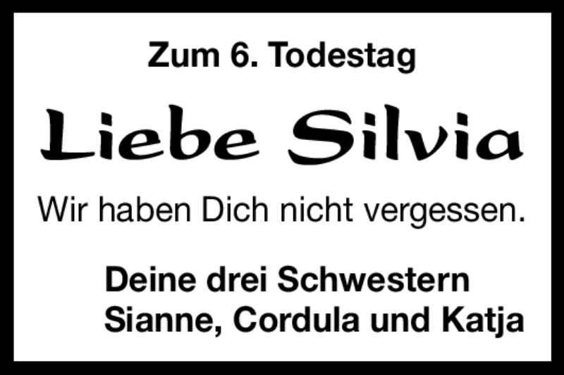  Traueranzeige für Silvia Dicker vom 14.10.2011 aus Nürnberger Nachrichten