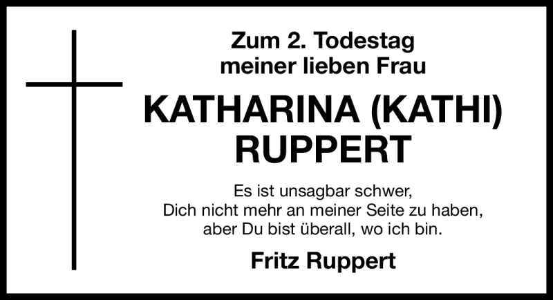  Traueranzeige für Katharina Ruppert vom 31.12.2011 aus Gesamtausgabe Nürnberger Nachrichten / Nürnberger Zeitung