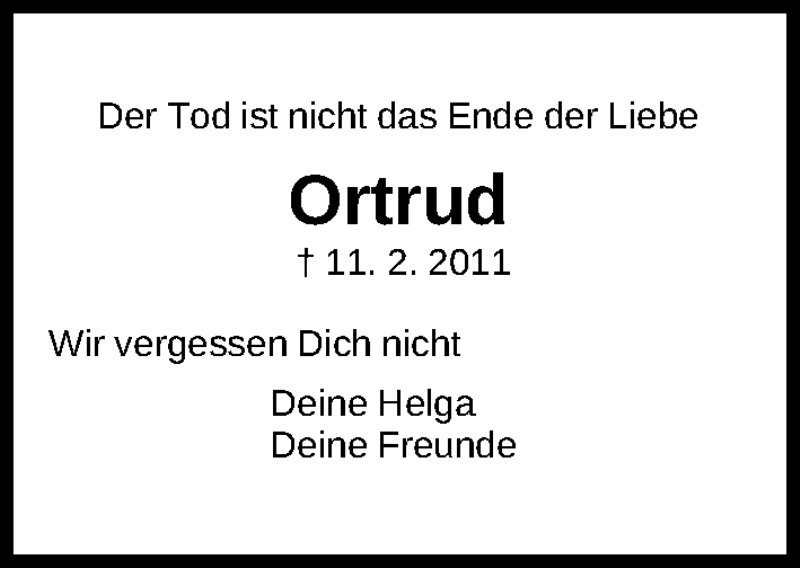  Traueranzeige für Ortrud Zitzmann-Canerik vom 11.02.2013 aus Gesamtausgabe Nürnberger Nachrichten/ Nürnberger Ztg.