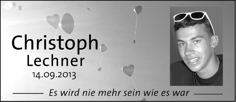  Traueranzeige für Christoph Lechner vom 13.09.2014 aus Altmühl-Bote Lokal