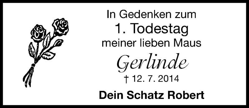  Traueranzeige für Gerlinde Piussi vom 11.07.2015 aus Gesamtausgabe Nürnberger Nachrichten/ Nürnberger Ztg.