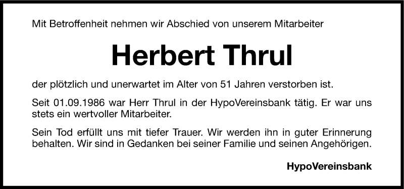  Traueranzeige für Herbert Thrul vom 21.04.2015 aus Gesamtausgabe Nürnberger Nachrichten/ Nürnberger Ztg.