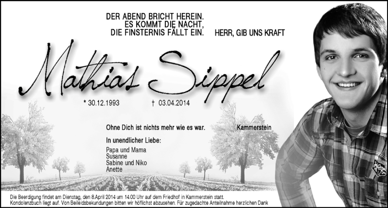  Traueranzeige für Mathias Sippel vom 05.04.2014 aus Schwabach