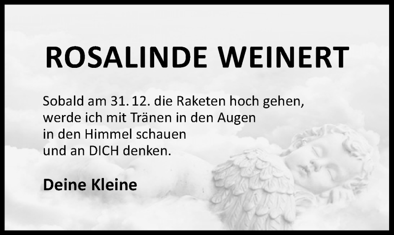  Traueranzeige für Rosalinde Weinert vom 31.12.2015 aus Schwabach
