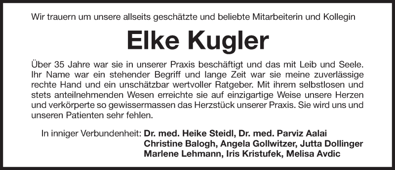  Traueranzeige für Elke Kugler vom 12.11.2016 aus Fürther Nachrichten Lokal