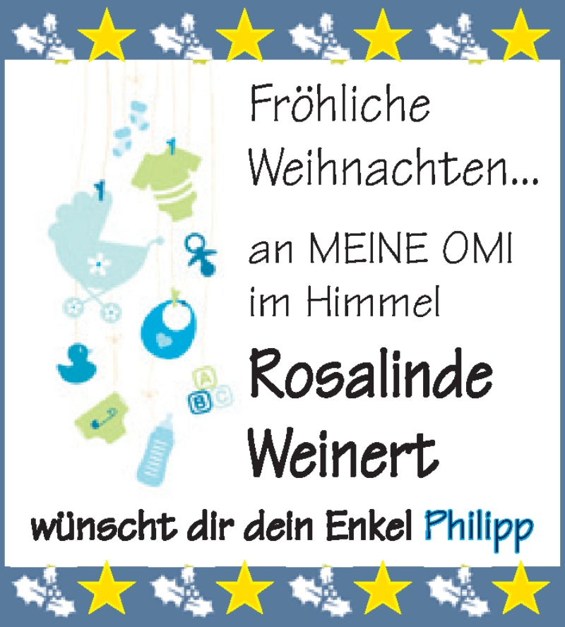  Traueranzeige für Rosalinde Weinert vom 24.12.2016 aus Schwabach