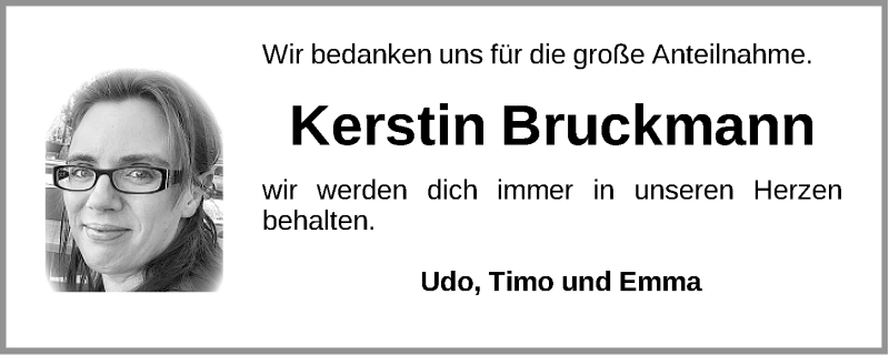  Traueranzeige für Kerstin Bruckmann vom 16.12.2017 aus Gesamtausgabe Nürnberger Nachrichten/ Nürnberger Ztg.