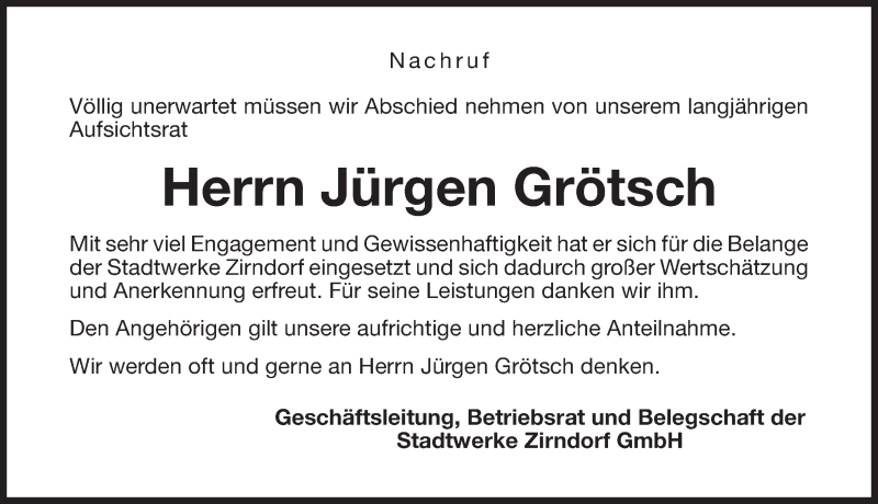  Traueranzeige für Jürgen Grötsch vom 11.04.2017 aus Fürther Nachrichten Lokal