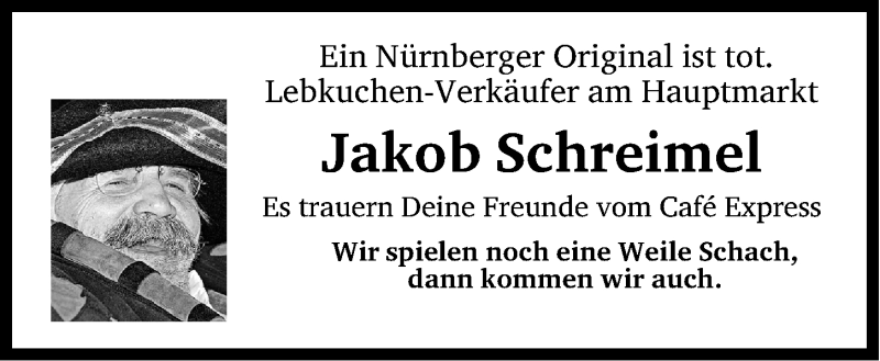  Traueranzeige für Dieter Jakob Schreimel vom 01.11.2018 aus Gesamtausgabe Nürnberger Nachrichten/ Nürnberger Ztg.