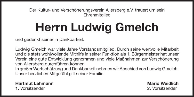  Traueranzeige für Ludwig Gmelch vom 08.10.2018 aus Roth-Hilpoltsteiner Volkszeitung Lokal