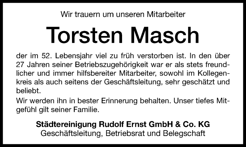  Traueranzeige für Torsten Masch vom 01.12.2018 aus Altmühl-Bote Lokal