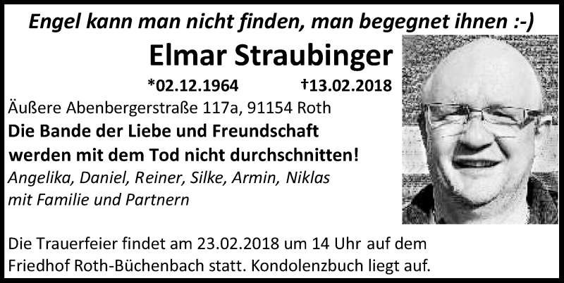  Traueranzeige für Elmar Straubinger vom 21.02.2018 aus Roth-Hilpoltsteiner Volkszeitung Lokal