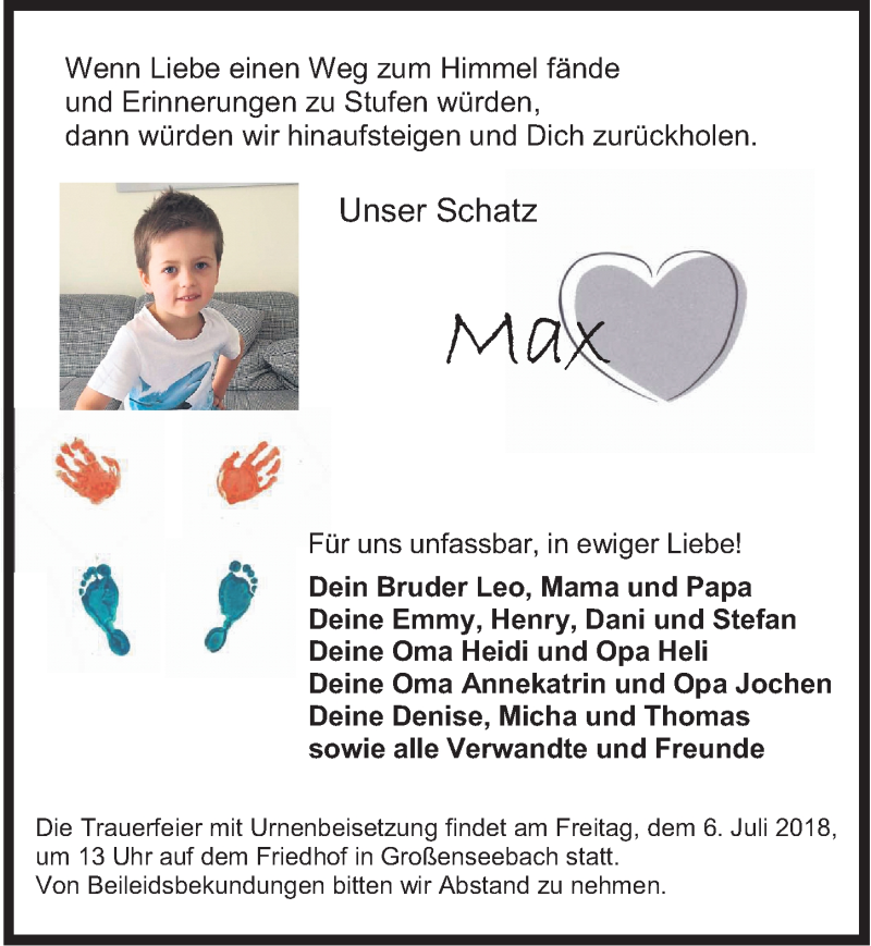  Traueranzeige für Max  vom 30.06.2018 aus Erlanger Nachrichten/ Nordbayer. Nachrichten Herzogenaurach