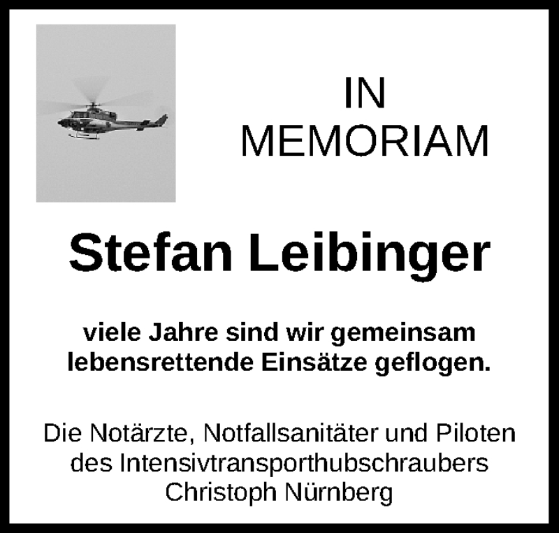  Traueranzeige für Stefan Leibinger vom 22.02.2019 aus Gesamtausgabe Nürnberger Nachrichten/ Nürnberger Ztg.