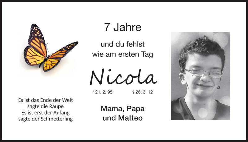  Traueranzeige für Nicola  vom 26.03.2019 aus Nordbayerische Nachrichten Herzogenaurach Lokal