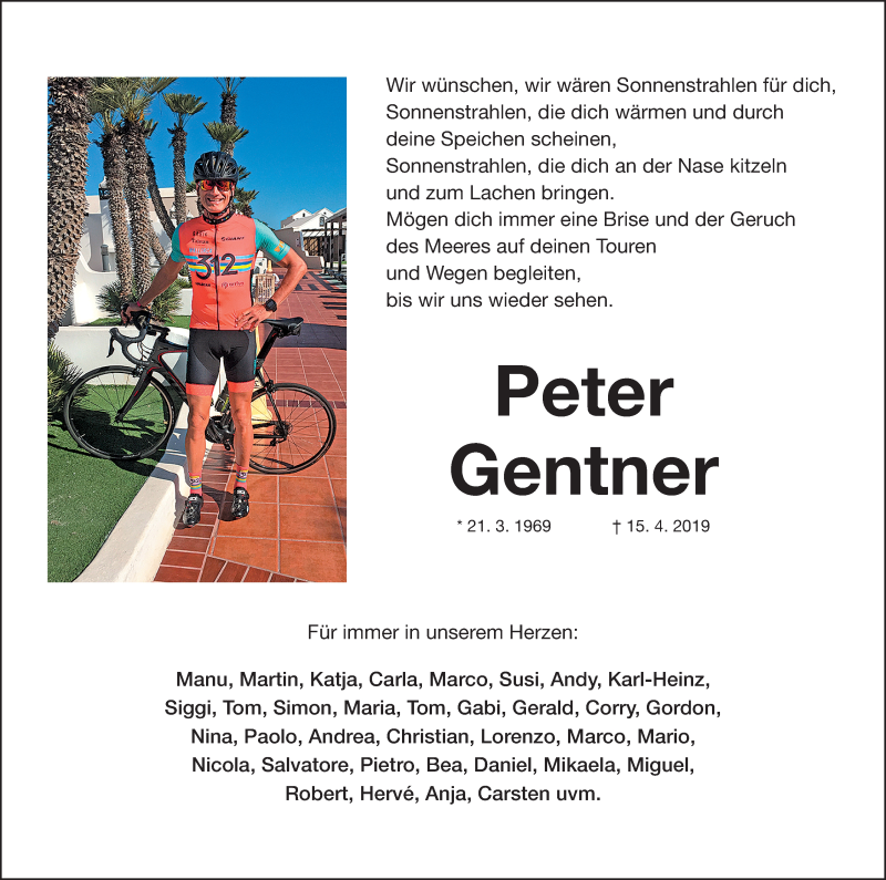  Traueranzeige für Peter Gentner vom 24.04.2019 aus Erlanger Nachrichten Lokal