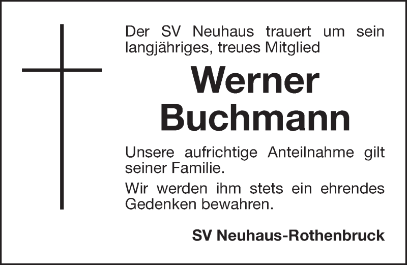  Traueranzeige für Werner Buchmann vom 17.04.2019 aus Nordbayerische Nachrichten Pegnitz Lokal