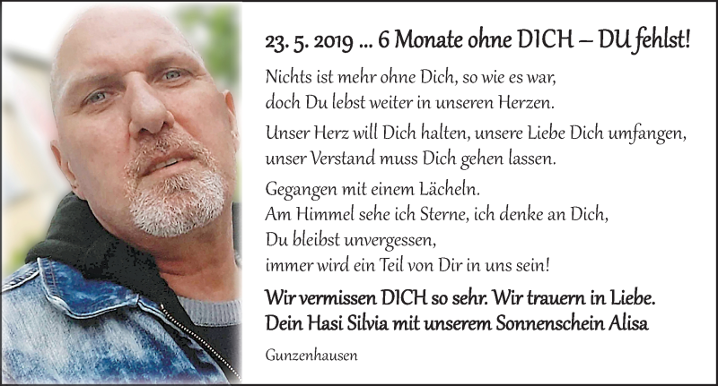  Traueranzeige für 6 Monate ohne DICH  vom 23.05.2019 aus Altmühl-Bote Lokal