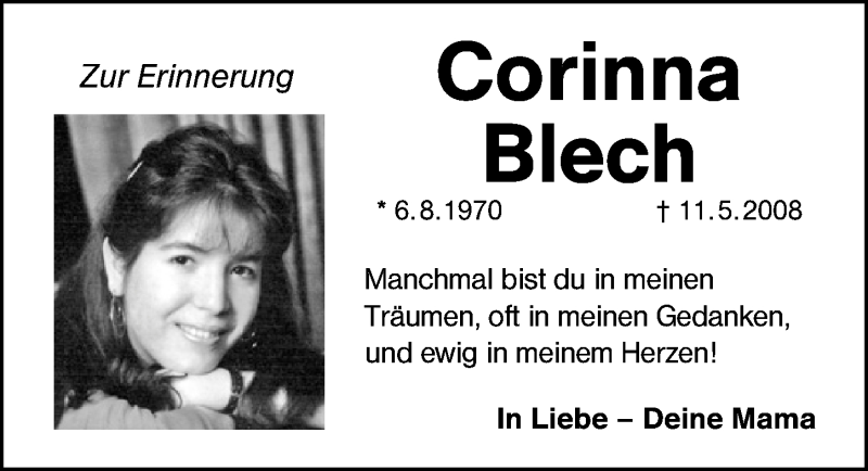  Traueranzeige für Corinna Blech vom 11.05.2019 aus Schwabach