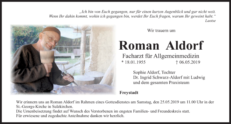  Traueranzeige für Roman Aldorf vom 18.05.2019 aus Neumarkter Nachrichten Lokal