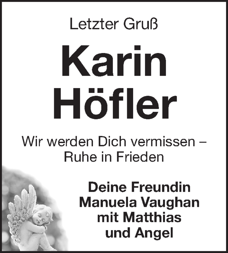  Traueranzeige für Karin Höfler vom 10.07.2019 aus Erlanger Nachrichten Lokal