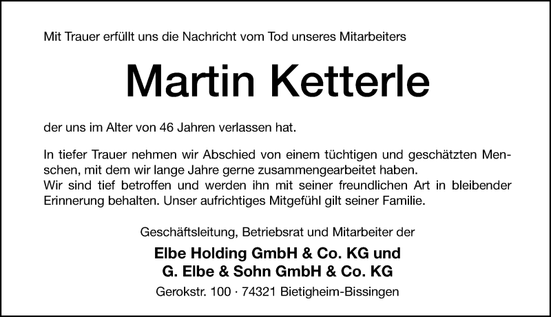  Traueranzeige für Martin Ketterle vom 03.07.2019 aus Altmühl-Bote Lokal