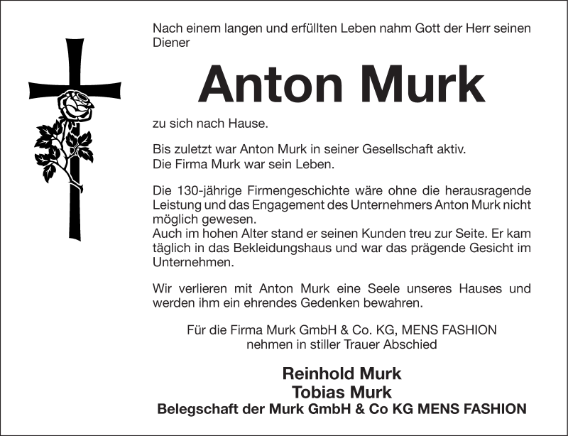  Traueranzeige für Anton Murk vom 17.08.2019 aus Erlanger Nachrichten/ Nordbayer. Nachrichten Forchheim