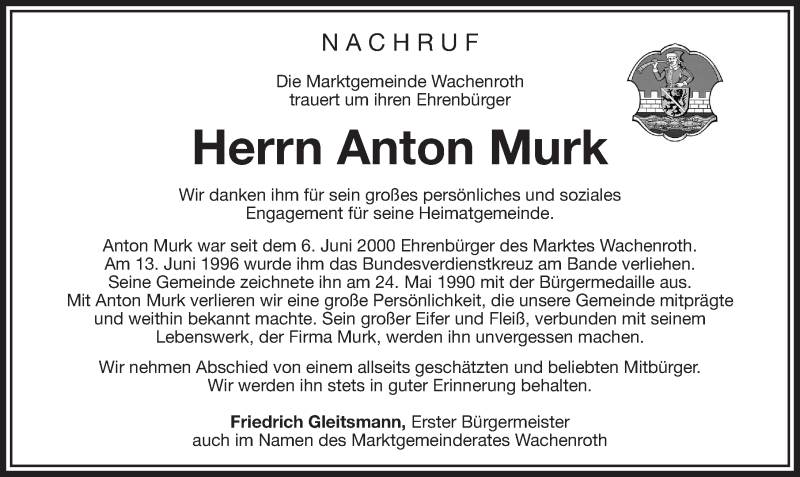  Traueranzeige für Anton Murk vom 14.08.2019 aus Nordbayerische Nachrichten Herzogenaurach Lokal