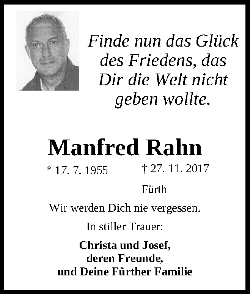  Traueranzeige für Manfred Rahn vom 28.11.2020 aus Roth-Hilpoltsteiner Volkszeitung Lokal