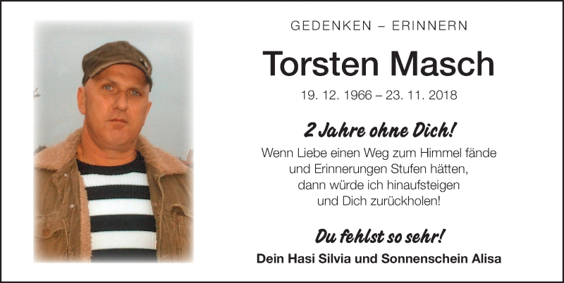  Traueranzeige für Torsten Masch vom 23.11.2020 aus Altmühl-Bote Lokal