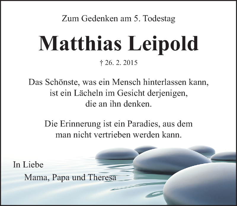  Traueranzeige für Matthias Leipold vom 26.02.2020 aus Nordbayerische Nachrichten Herzogenaurach Lokal