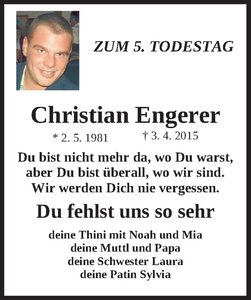  Traueranzeige für Christian Emmeran Engerer vom 03.04.2020 aus Gesamtausgabe Nürnberger Nachrichten/ Nürnberger Ztg.
