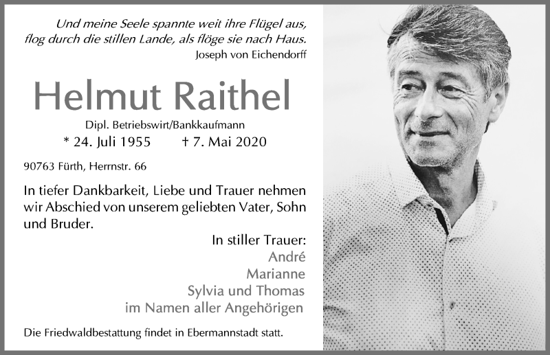  Traueranzeige für Helmut Raithel vom 23.05.2020 aus Fürther Nachrichten Lokal