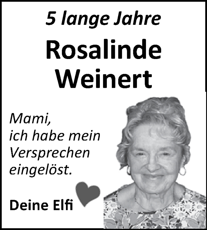 Traueranzeige für Rosalinde Weinert vom 23.07.2020 aus Schwabach