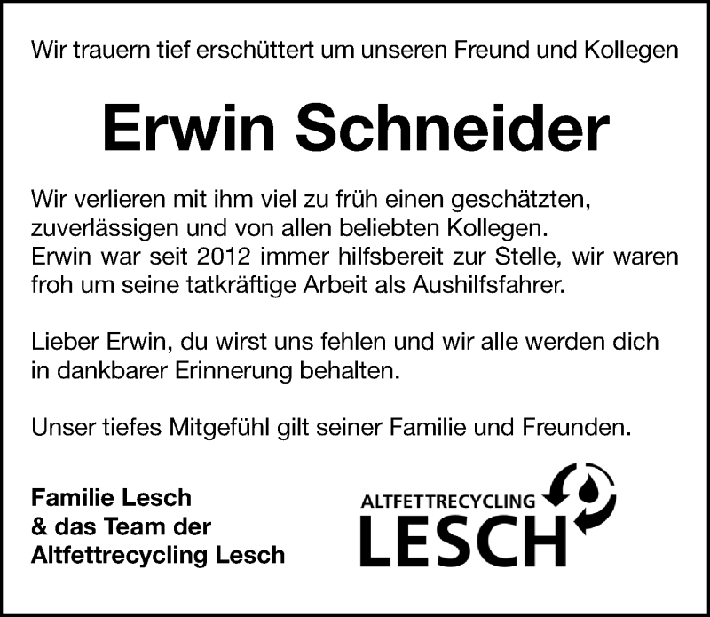  Traueranzeige für Erwin Schneider vom 08.12.2021 aus Roth-Hilpoltsteiner Volkszeitung Lokal