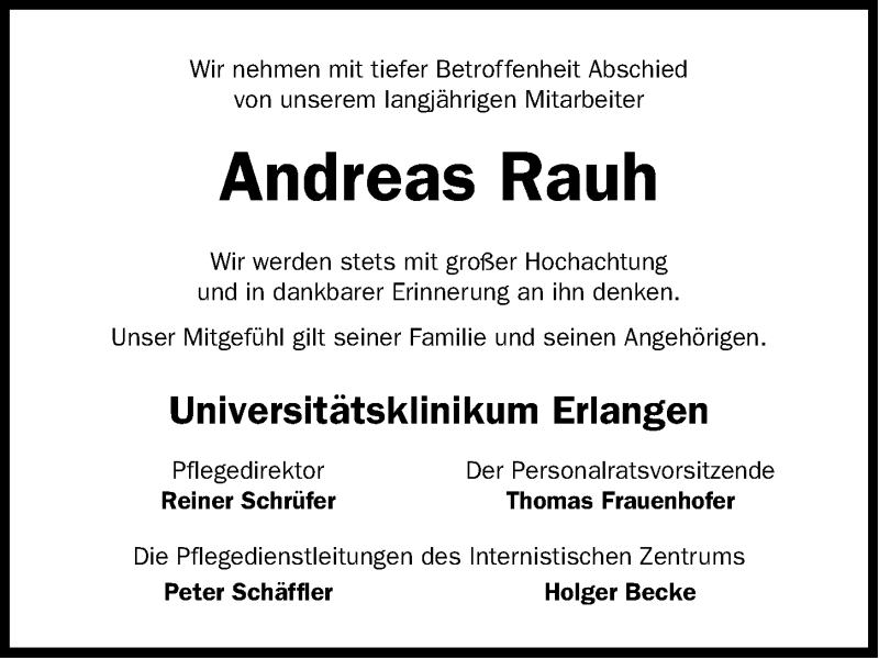  Traueranzeige für Andreas Rauh vom 08.05.2021 aus Erlanger Nachrichten Lokal