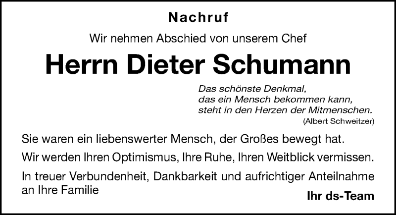  Traueranzeige für Dieter Schumann vom 22.05.2021 aus Gesamtausgabe Nürnberger Nachrichten/ Nürnberger Ztg.