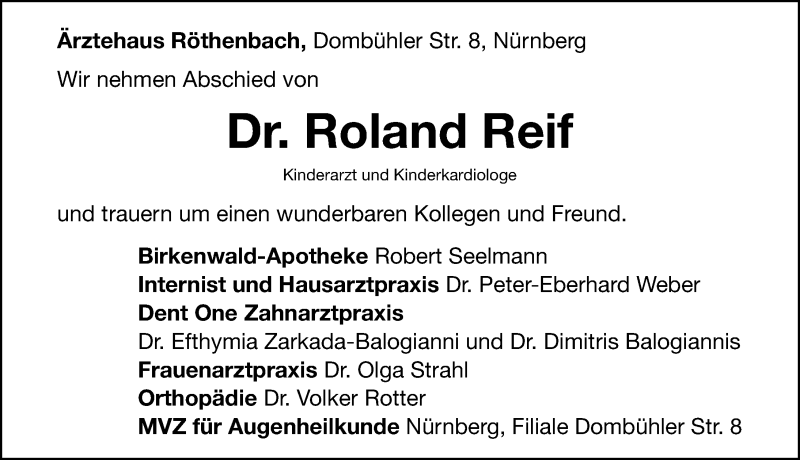  Traueranzeige für Roland Reif vom 19.06.2021 aus Gesamtausgabe Nürnberger Nachrichten/ Nürnberger Ztg.