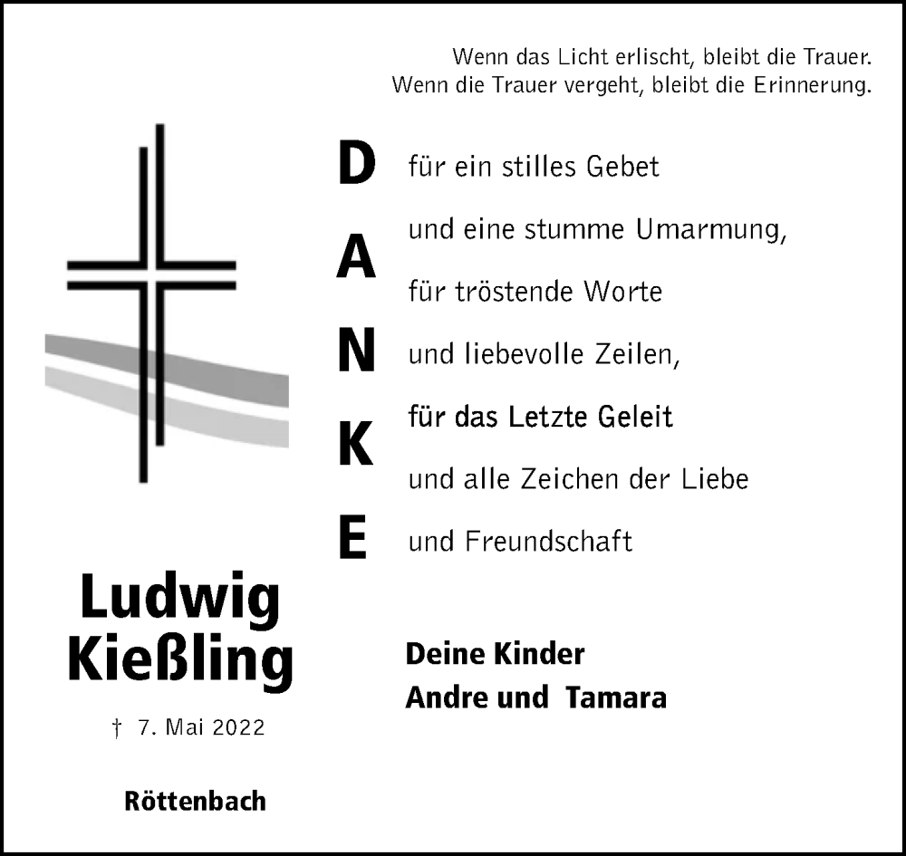  Traueranzeige für Ludwig Kießling vom 21.05.2022 aus Erlanger Nachrichten Lokal