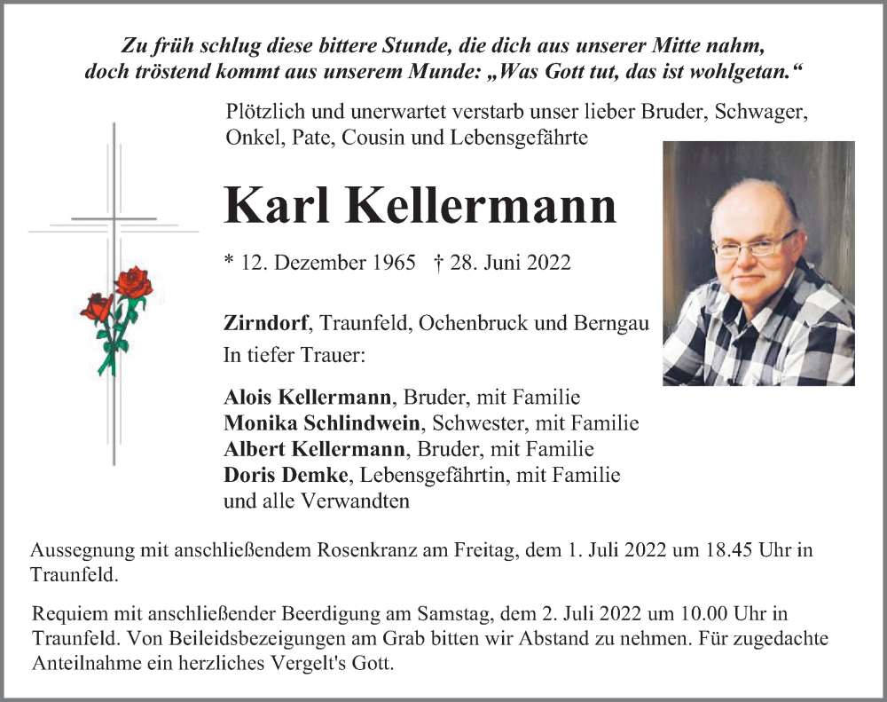  Traueranzeige für Karl Kellermann vom 30.06.2022 aus Neumarkter Nachrichten Lokal