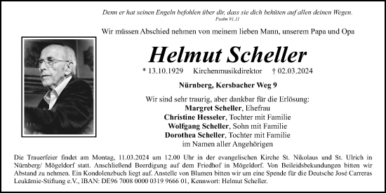 Traueranzeige von Helmut Scheller von Gesamtausgabe Nürnberger Nachrichten/ Nürnberger Ztg.