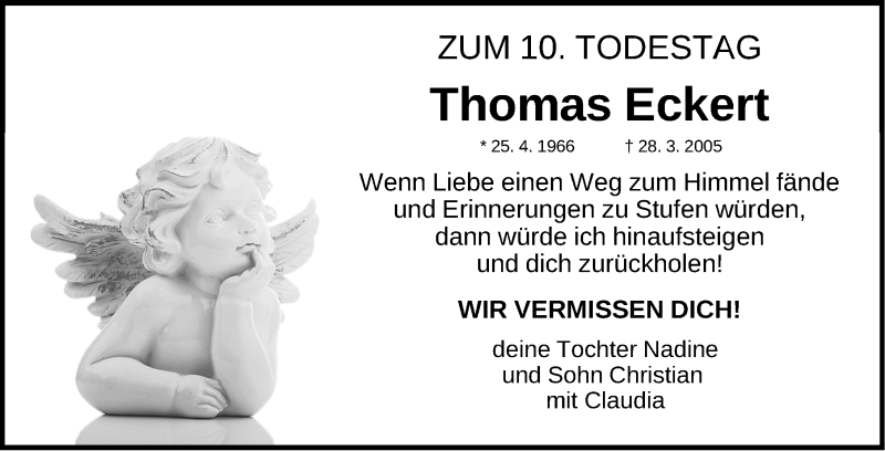  Traueranzeige für Thomas Eckert vom 28.03.2015 aus Nordbayerische Nachrichten Forchheim Lokal