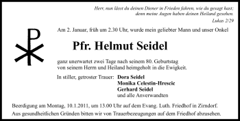 Traueranzeige von Helmut Seidel von Nürnberger Nachrichten